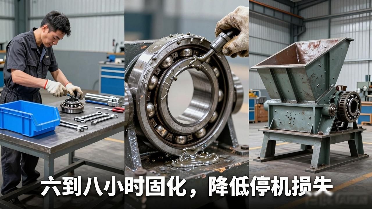 碎煤机轴承烧结在线维修_颚破机偏心轴轴承位磨损铆焊修复_粉碎机轴承位磨损