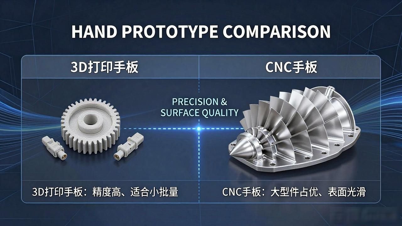 3D打印手板与CNC加工手板区别_手板制作3D打印与CNC加工对比_金属零件加工与3D打印对比
