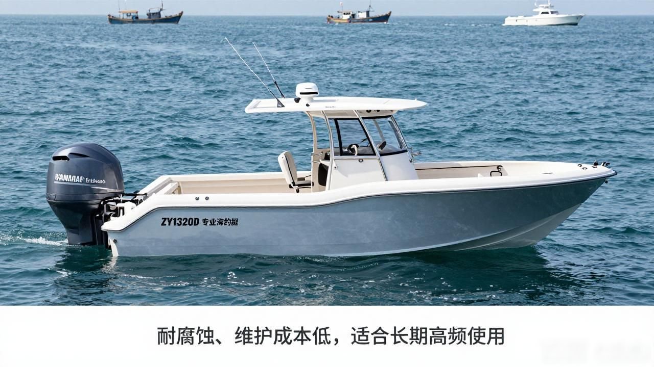 小型玻璃钢船金属骨架和配件铆焊_双机250马力海钓艇_13.2米玻璃钢海钓艇