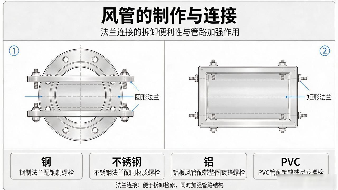 风管制作方法咬口连接铆钉连接焊接_工厂除尘排风系统方形管道法兰铆焊_风管加固措施圆形风管矩形风管法兰连接无法兰连接